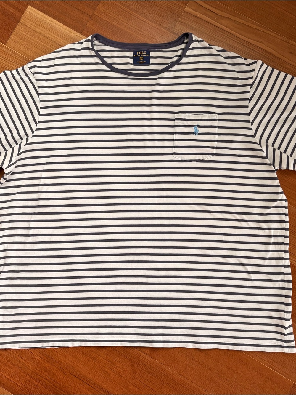 Polo Ralph Lauren Navy/ White Striped Crewneck Tee 100% cotton 3 XLT/ Tall - Picture 2 of 9